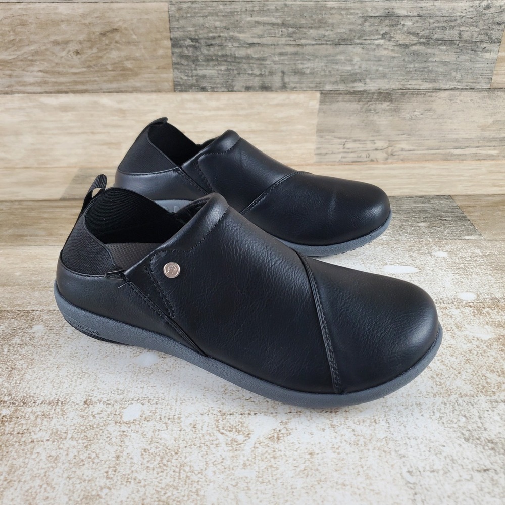 Spenco Brooklyn Convertible Womens Shoes Sz 5.5 B Black Leather Slip On Sneakers